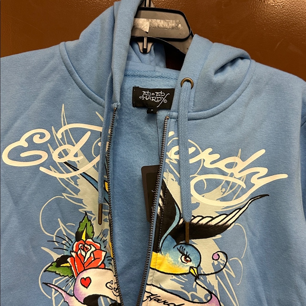Ed Hardy Baby Blue Bird Zip Up Hoodie - Picture 5 of 7